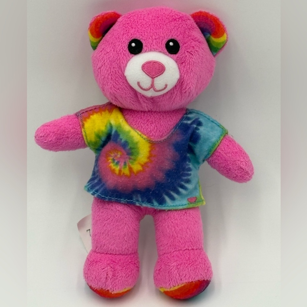 Build-A-Bear Pink Bear‎ Plush Tie Dye Shirt 8” Stuffed Animal Toy